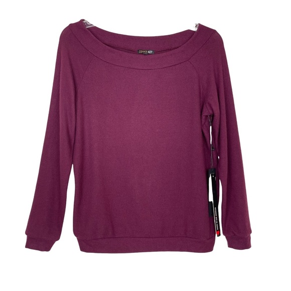 Copper Key Plum Long Sleeve Brushed Knit Top, Small - Picture 7 of 12